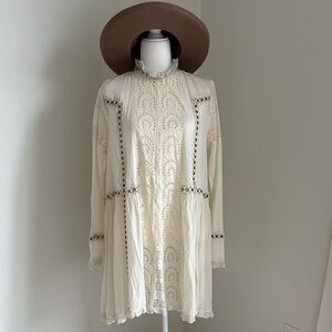 Cream eyelet lace dress